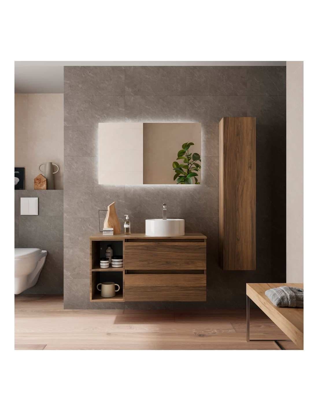 SALGAR BEQUIA Mueble de baño suspendido 100+ Lavabo Lisboa.