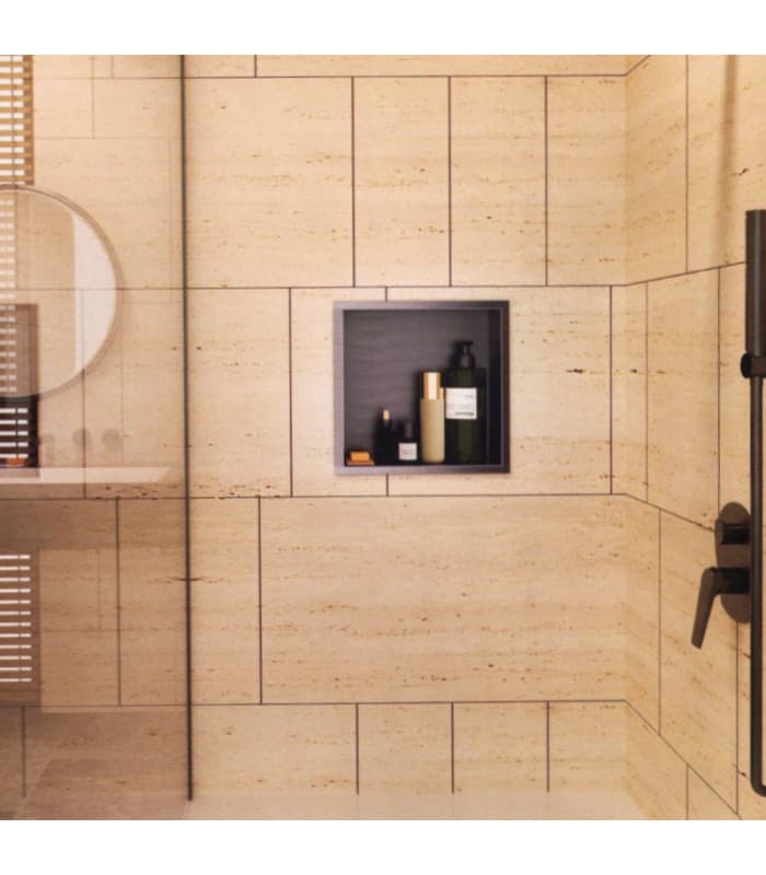 Hornacina para baño cuadrada Black gun metal Atlantic