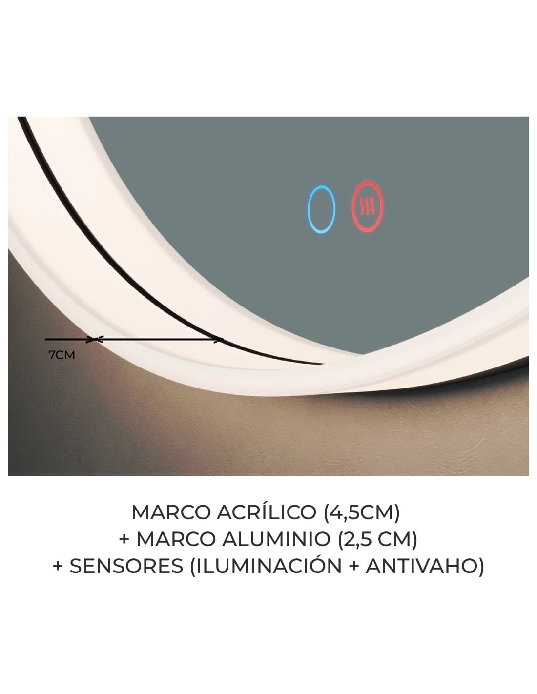 Espejo Elíptico Bari Ledimex | Marco Iluminado, Antivaho y Tecnología 3-Led
