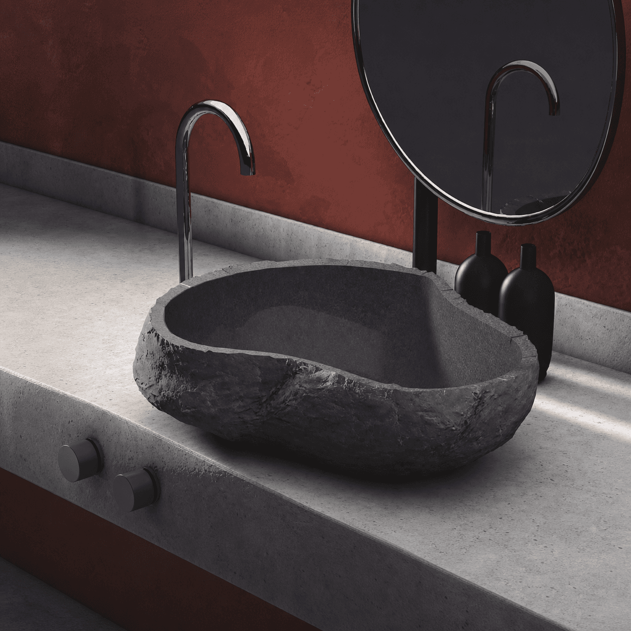 Lavabo Akutan pizarra de piedra cultivada