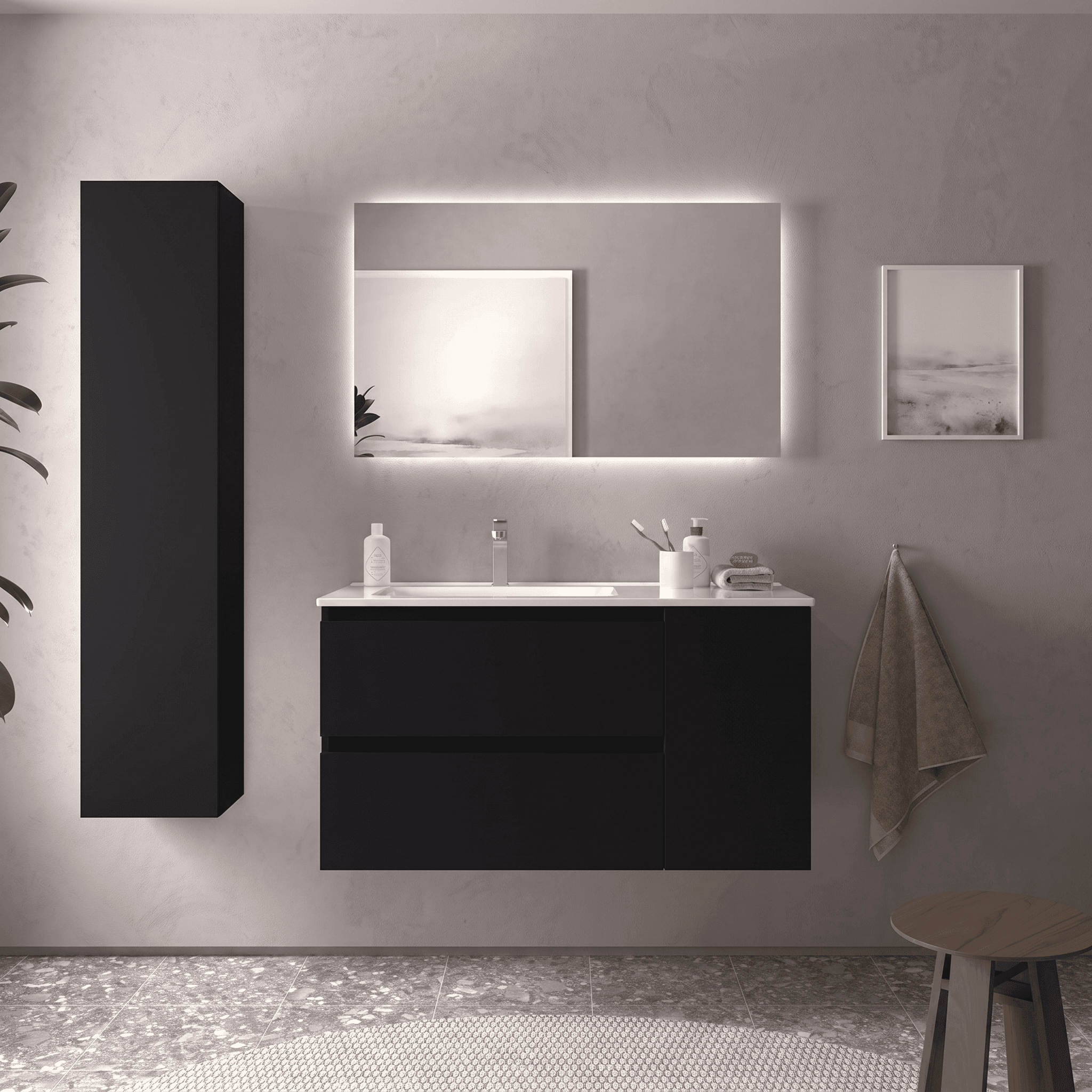 SALGAR BEQUIA Mueble de baño suspendido 100+puerta Lavabo Constanza