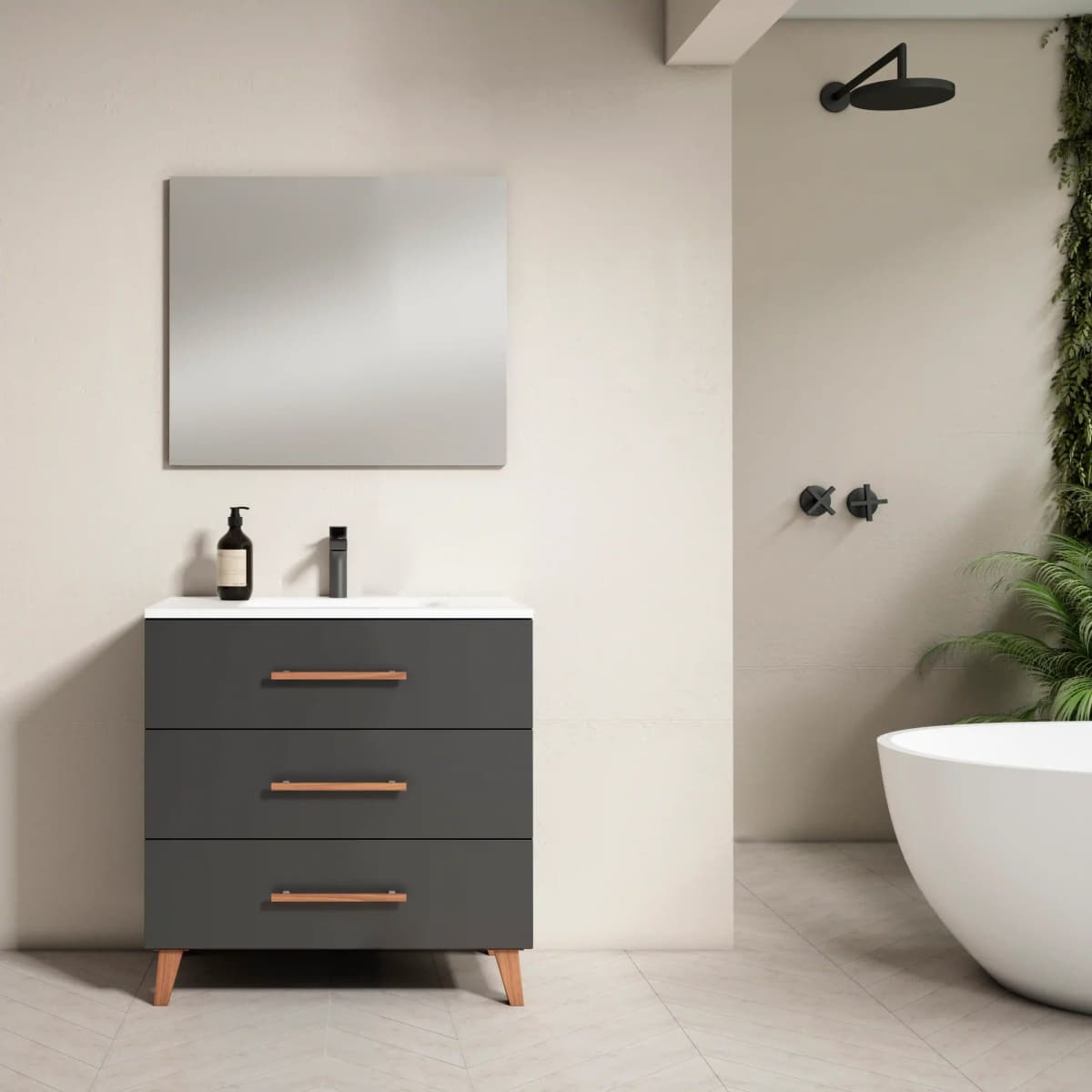 Mueble de baño Fusta 60 3C antracita mate
