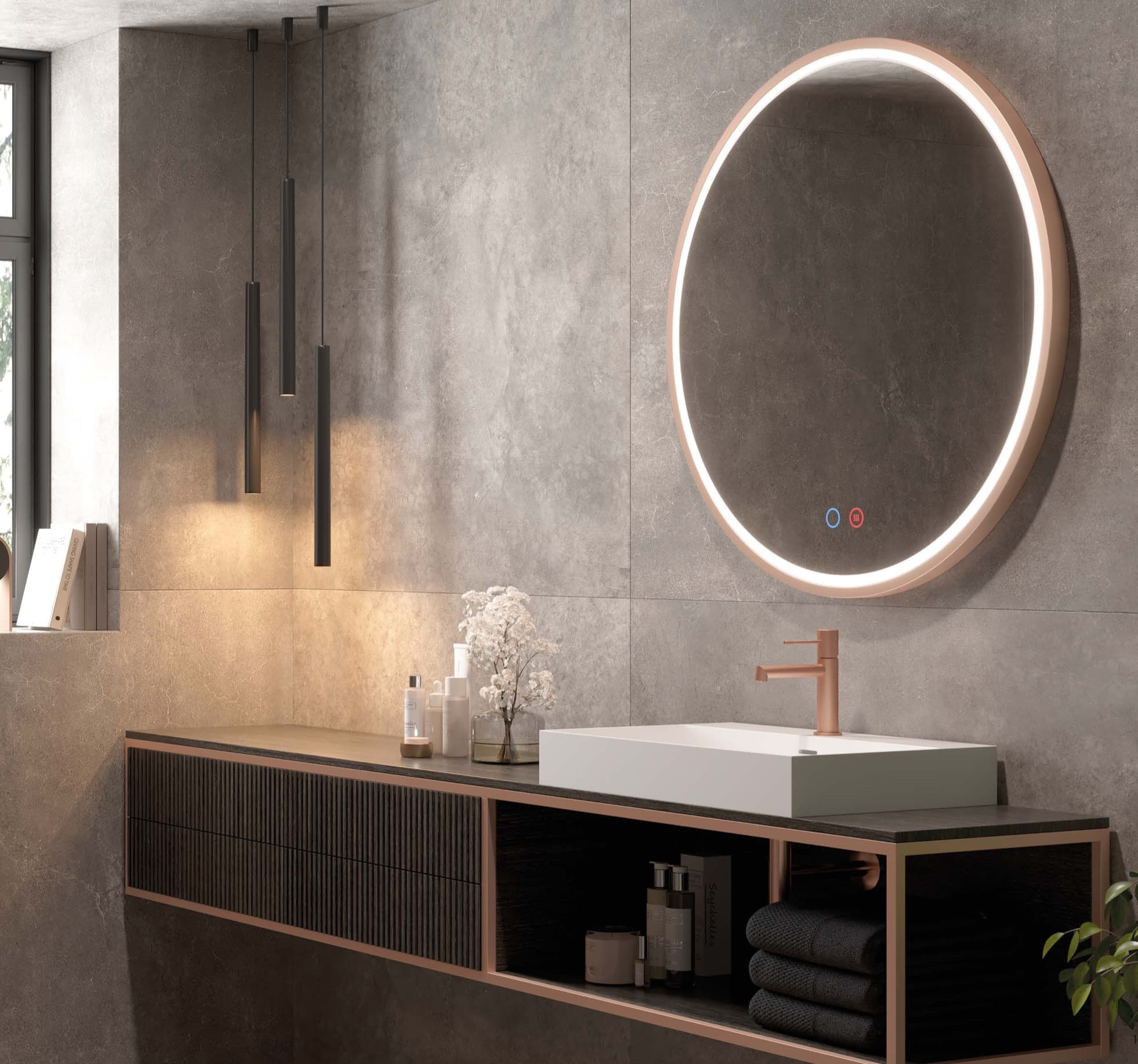 Espejo de baño con luz LED Paris Ledimex ( Negro, Oro y Oro rosa )