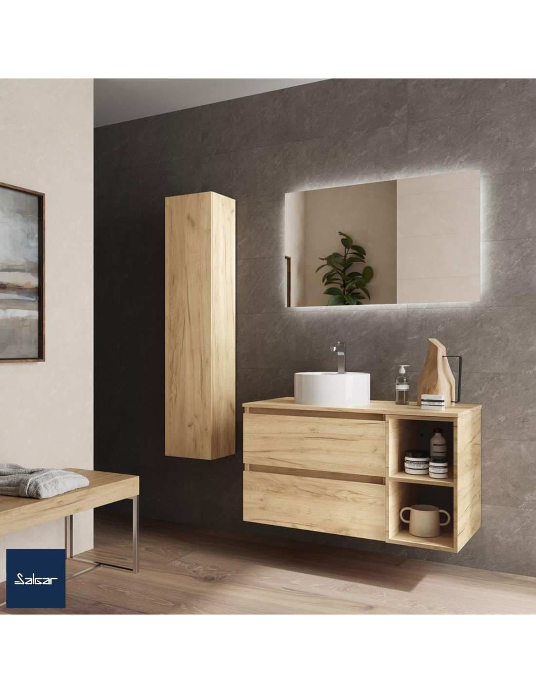 SALGAR BEQUIA Mueble de baño suspendido 100+ Lavabo Lisboa.