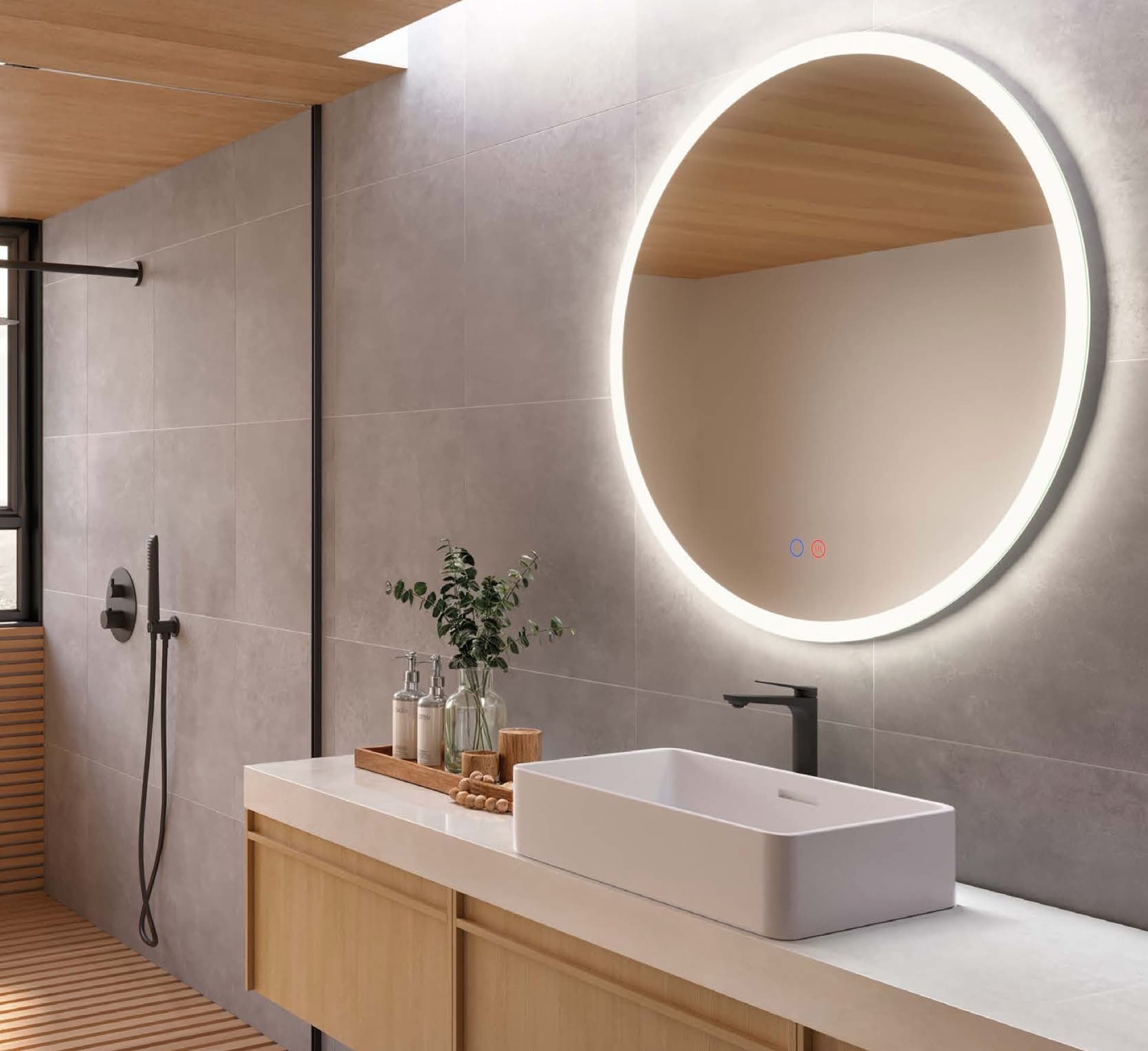 Espejo de baño con luz LED Londres Redondo Ledimex