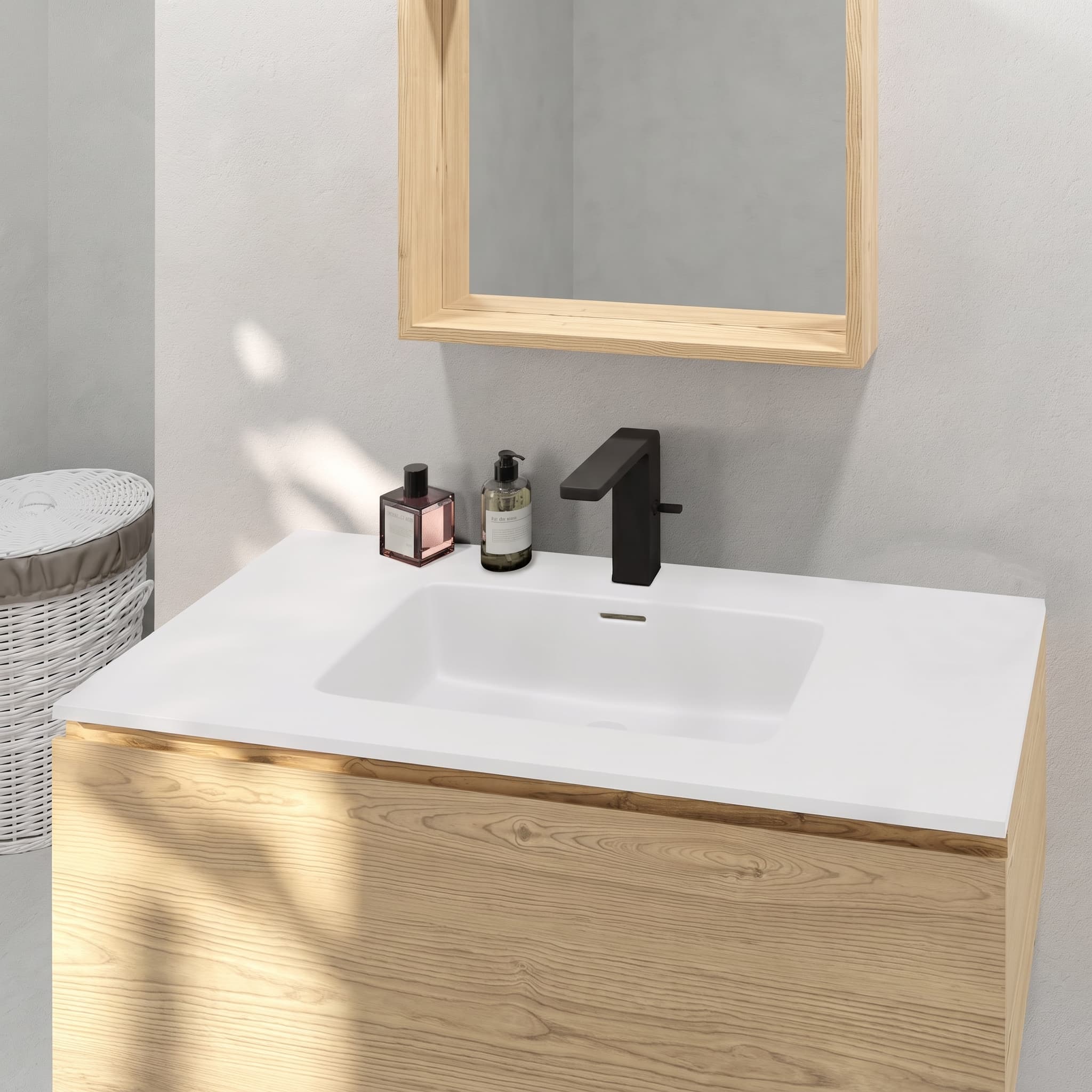 Encimera con lavabo ceramica BLANCO MATE etna