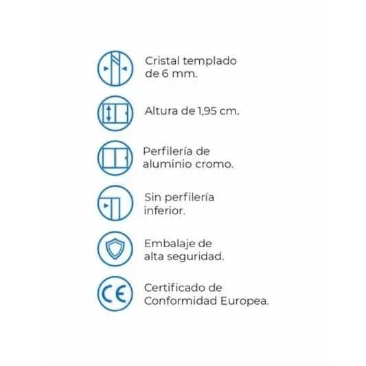 Mampara frontal fijo con puerta corredera y lateral fijo BASIC de GME