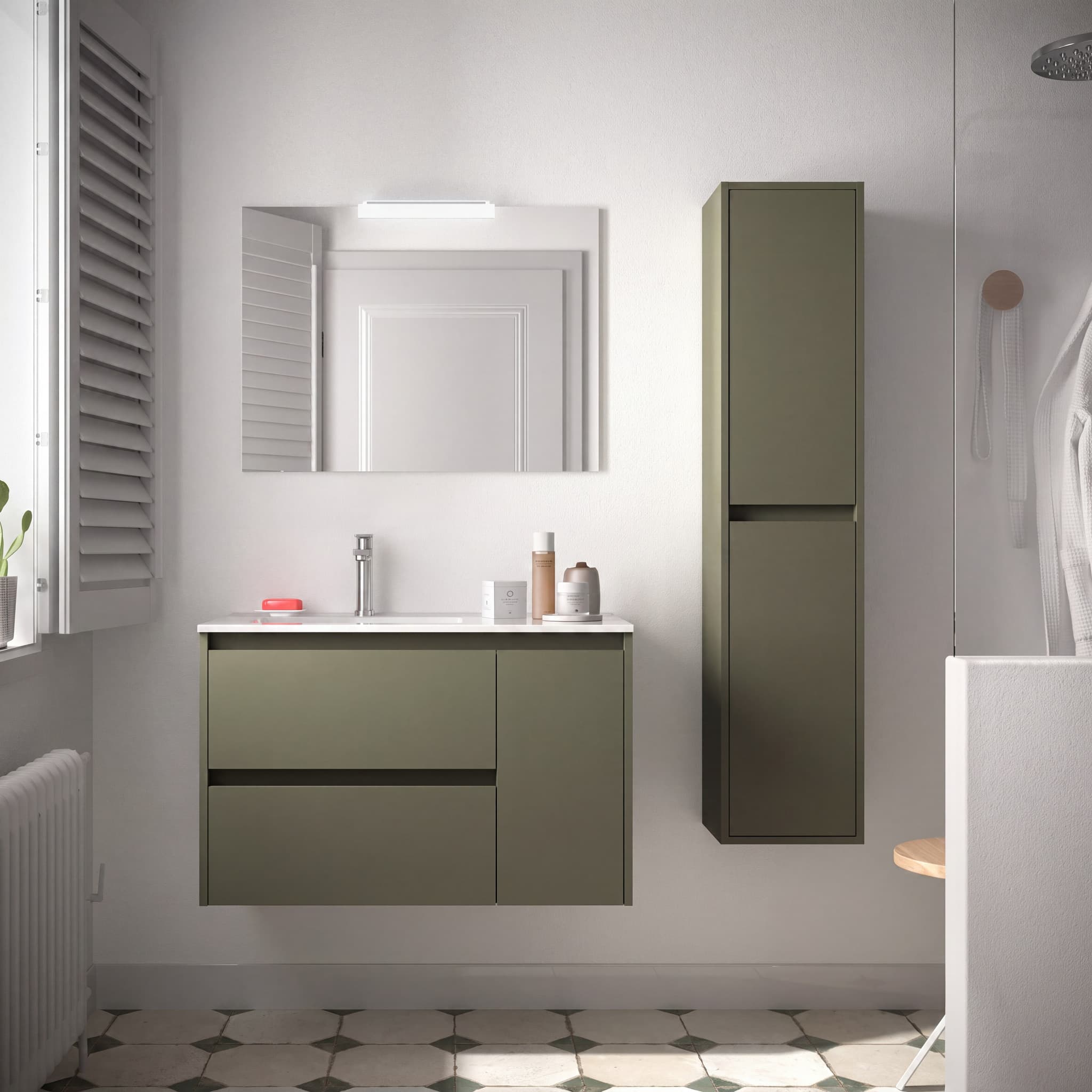 Mueble baño suspendido Noja 2C + 1P de Salgar 90