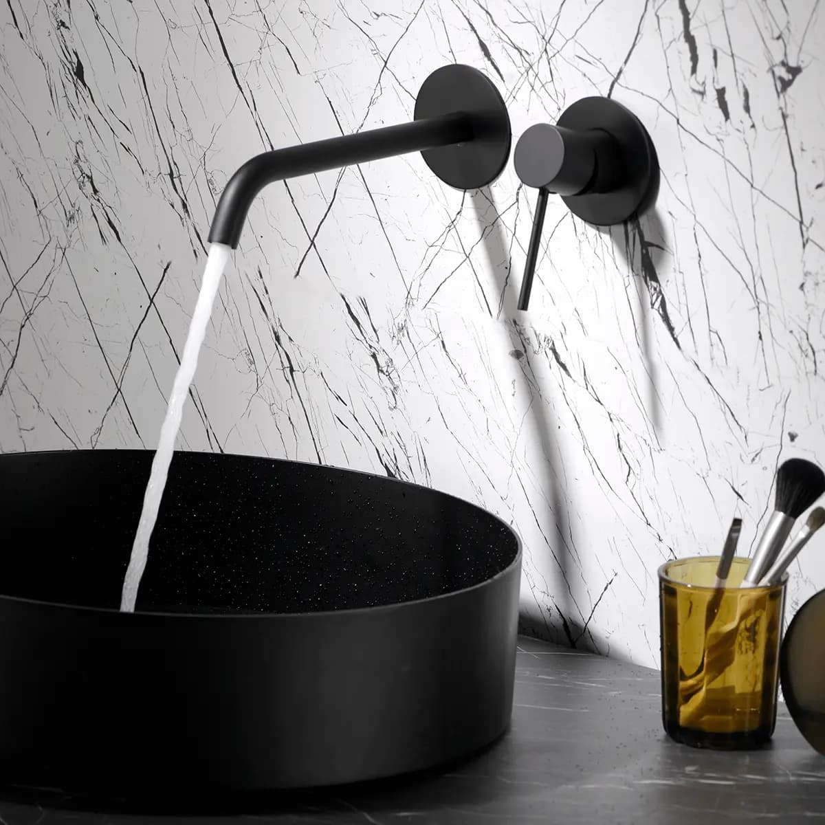 Monomando lavabo empotrado MILOS negro mate / GLIS045/NG