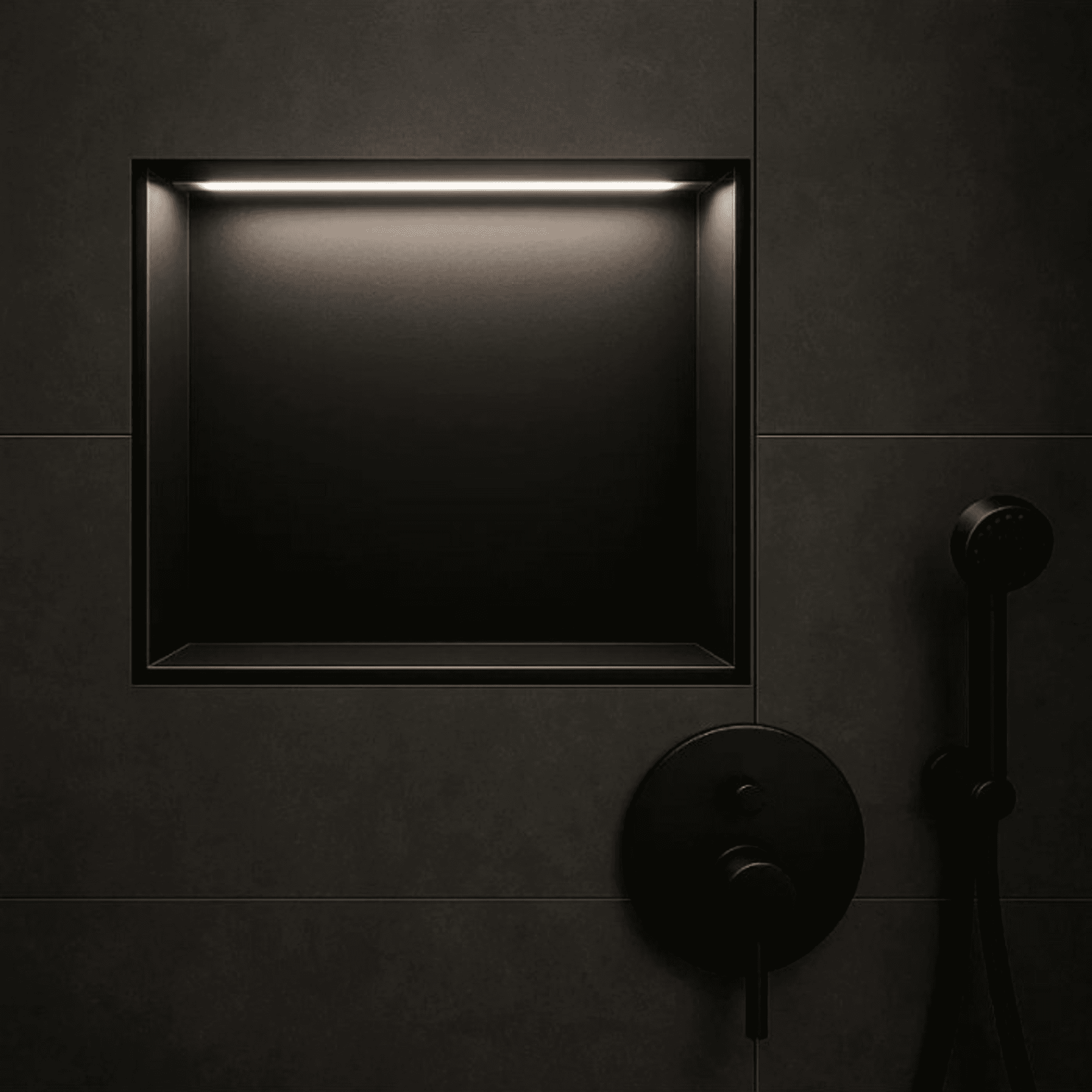 Hornacina para baño cuadrada con luz led Negra Indic