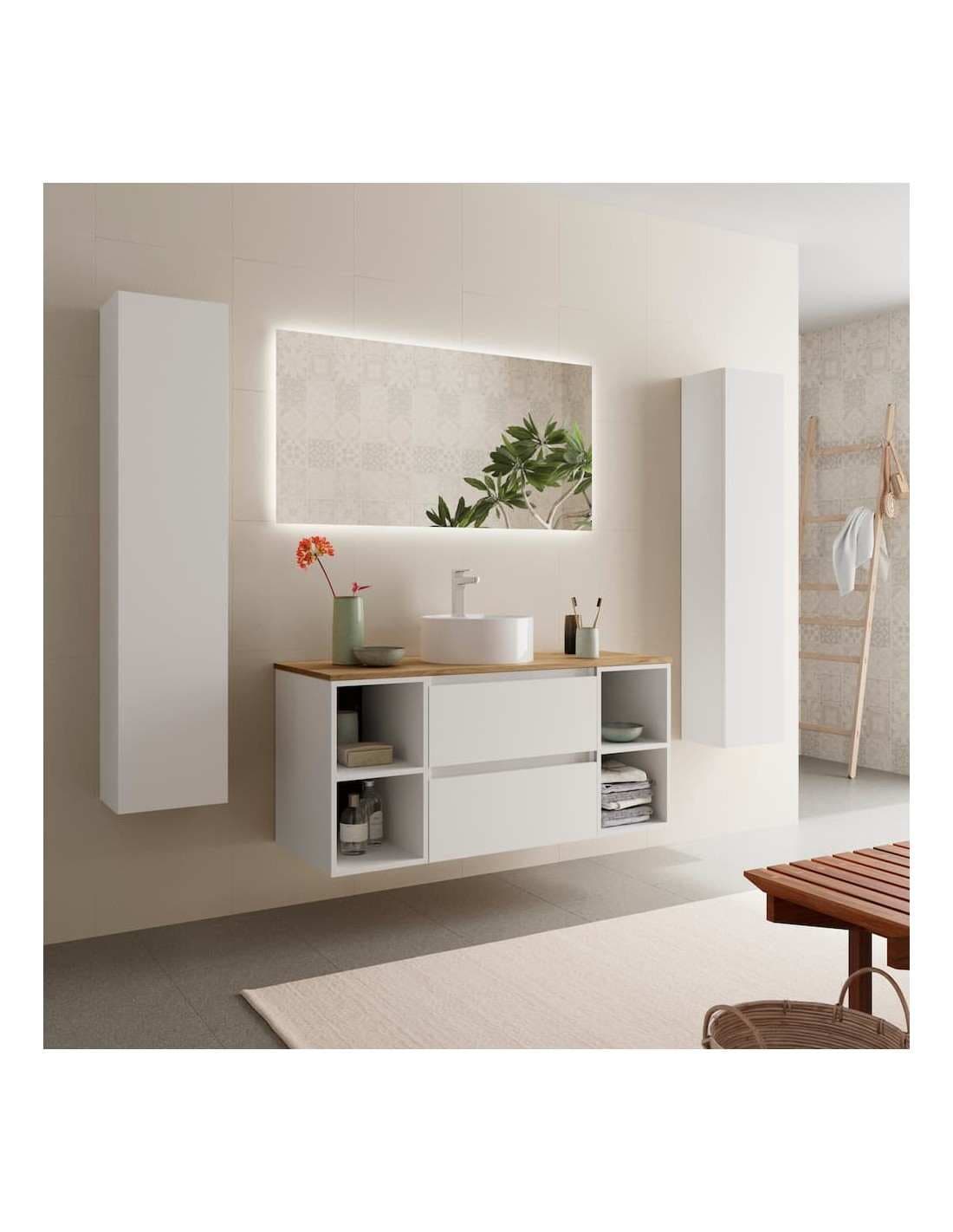 SALGAR BEQUIA Mueble de baño suspendido 120+ Lavabo Lisboa.