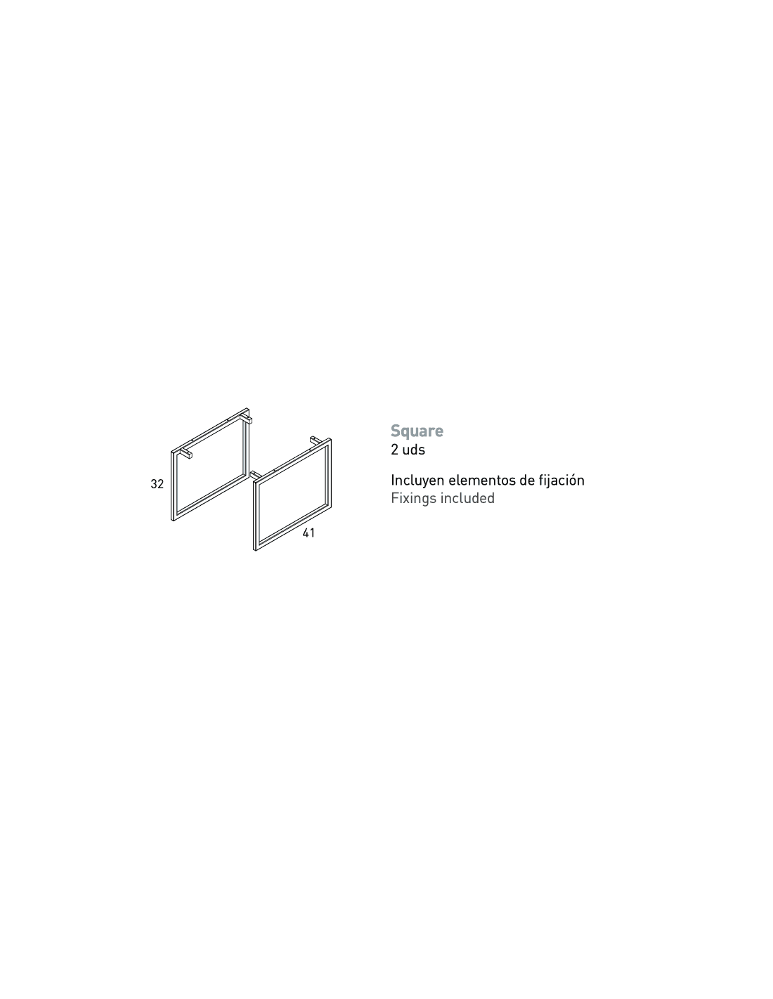 Juego de 2 patas de 32 cm Square Visobath Negras