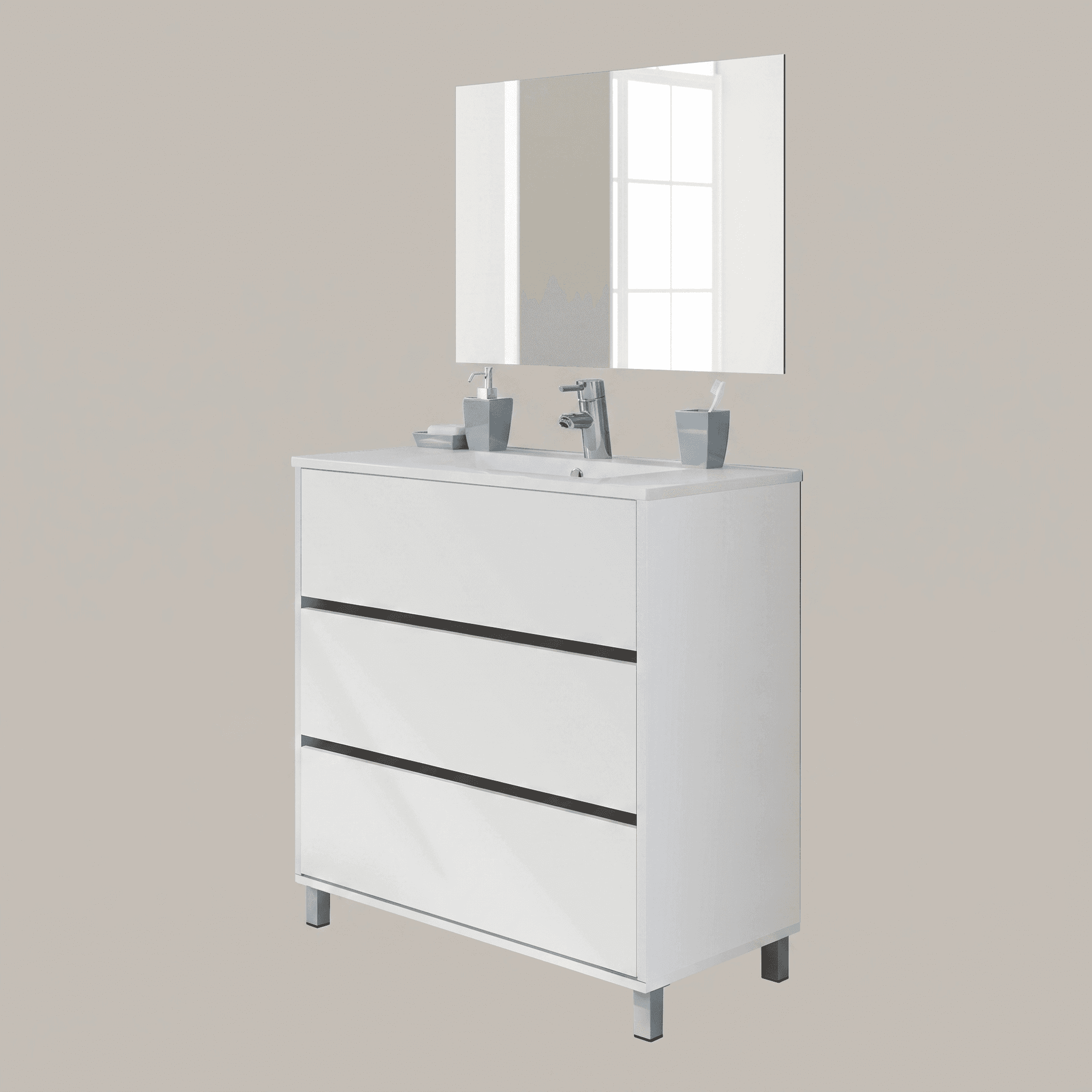 Mueble de lavabo Kalma 80 en KIT (3 colores)