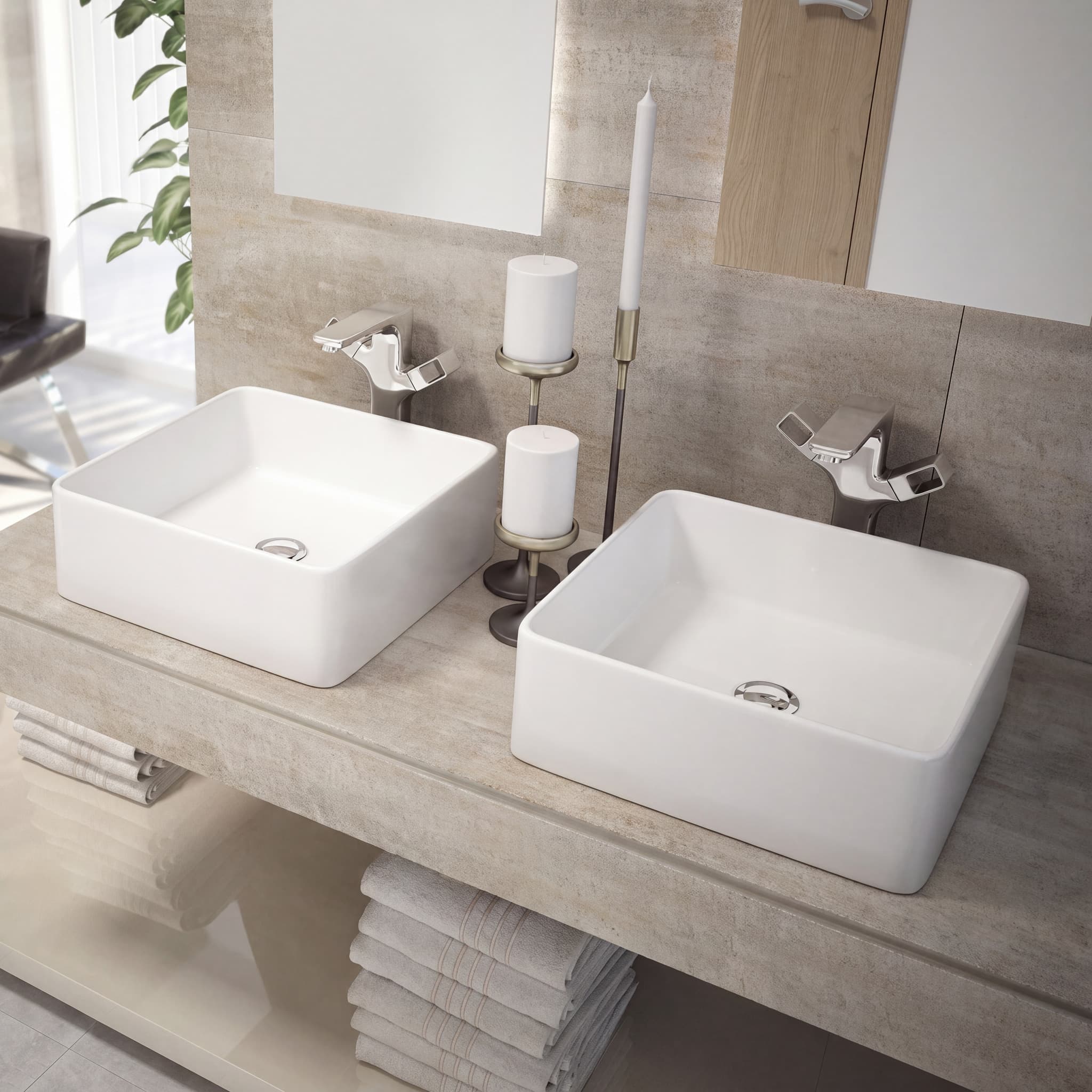 Lavabo sobre encimera 36.5×36.5×14 EXTRA-FINO de cerámica Anubis
