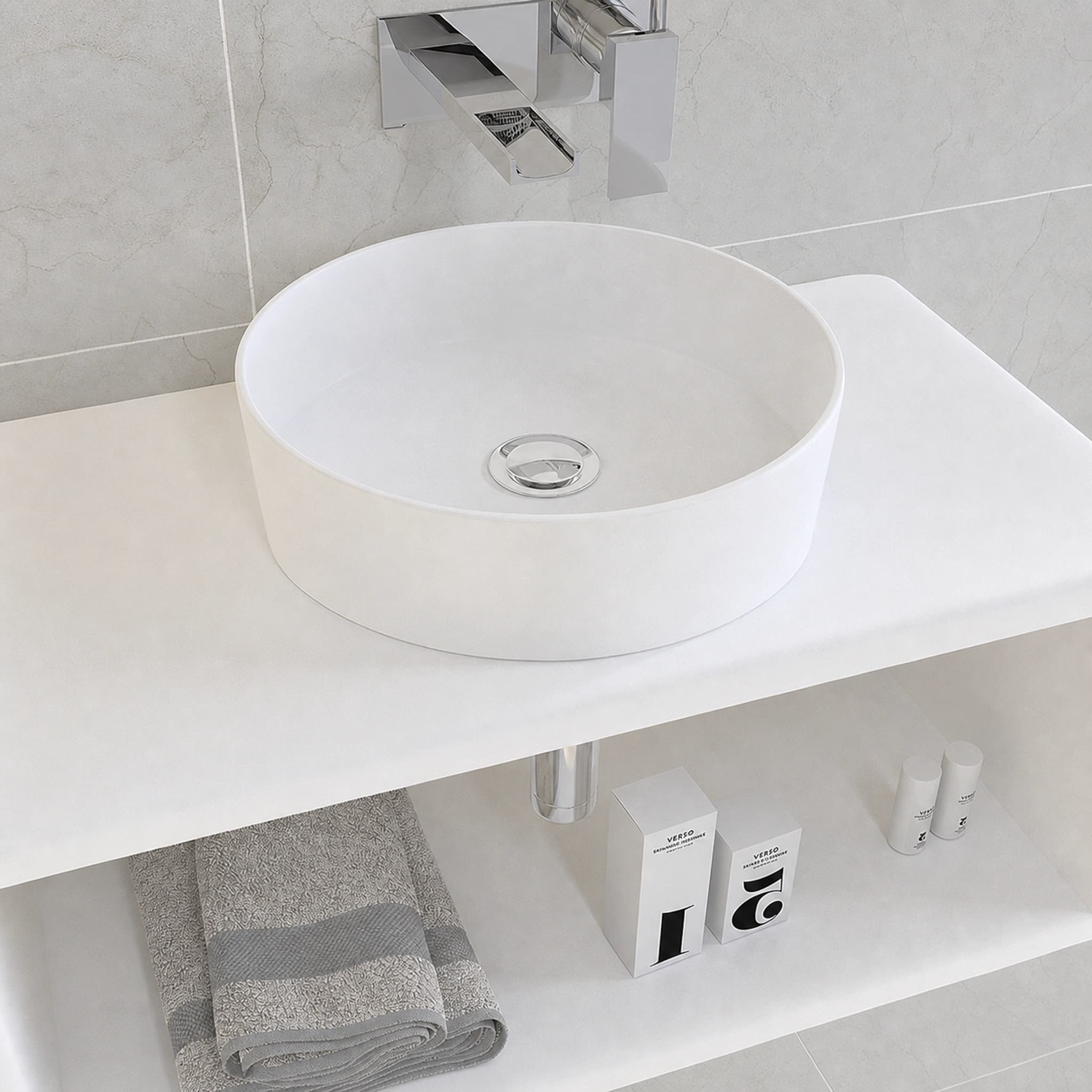 Lavabo sobre encimera 35.5ø EXTRA-FINO de cerámica mate Osiris