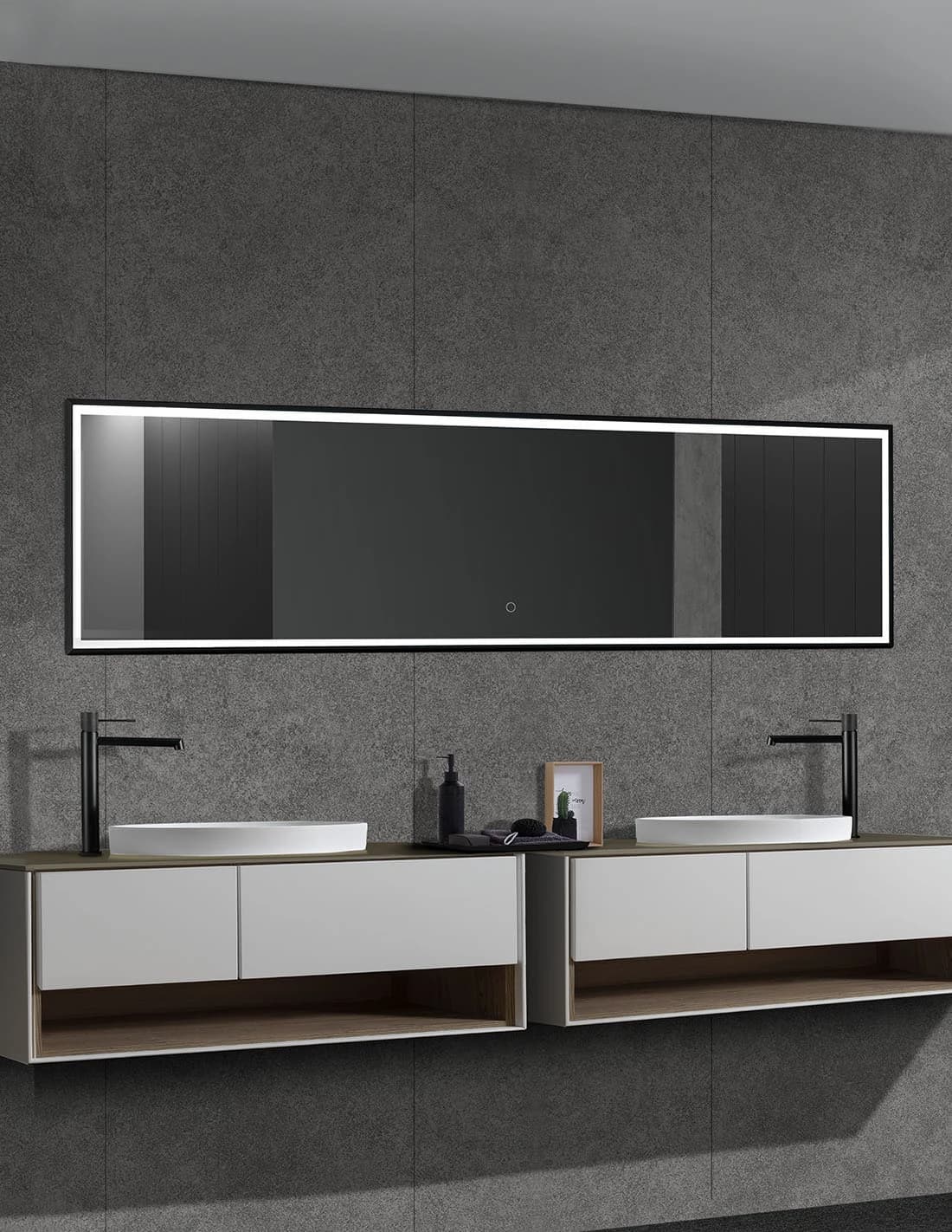 Espejo de baño con luz LED New York reversible Negro Ledimex