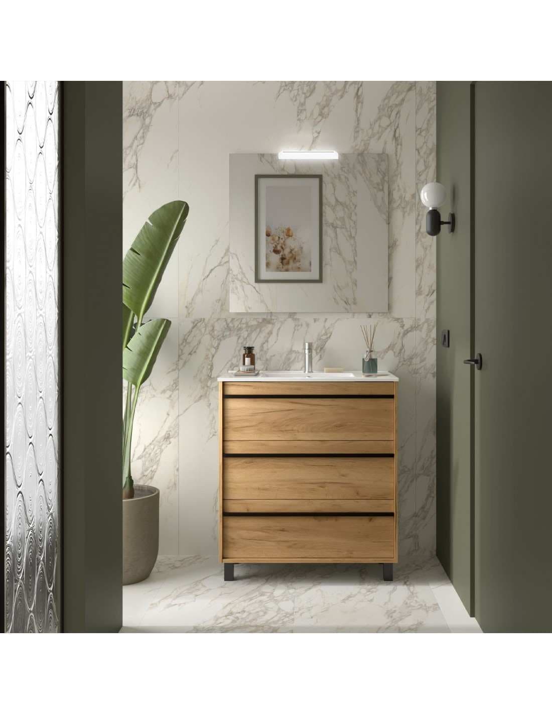 Mueble baño suspendido ATTILA 3C de Salgar 60-70-80-100