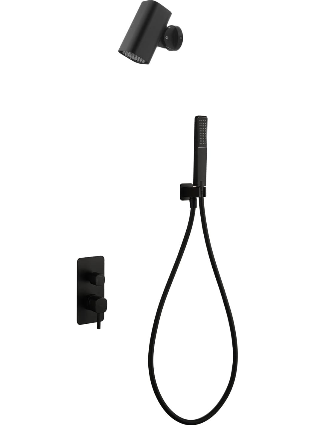 CONJUNTO DUCHA MONOMANDO EMPOTRADO TOSCANA CON ROCIADOR TUBE NEGRO MATE GPT064-T/NG