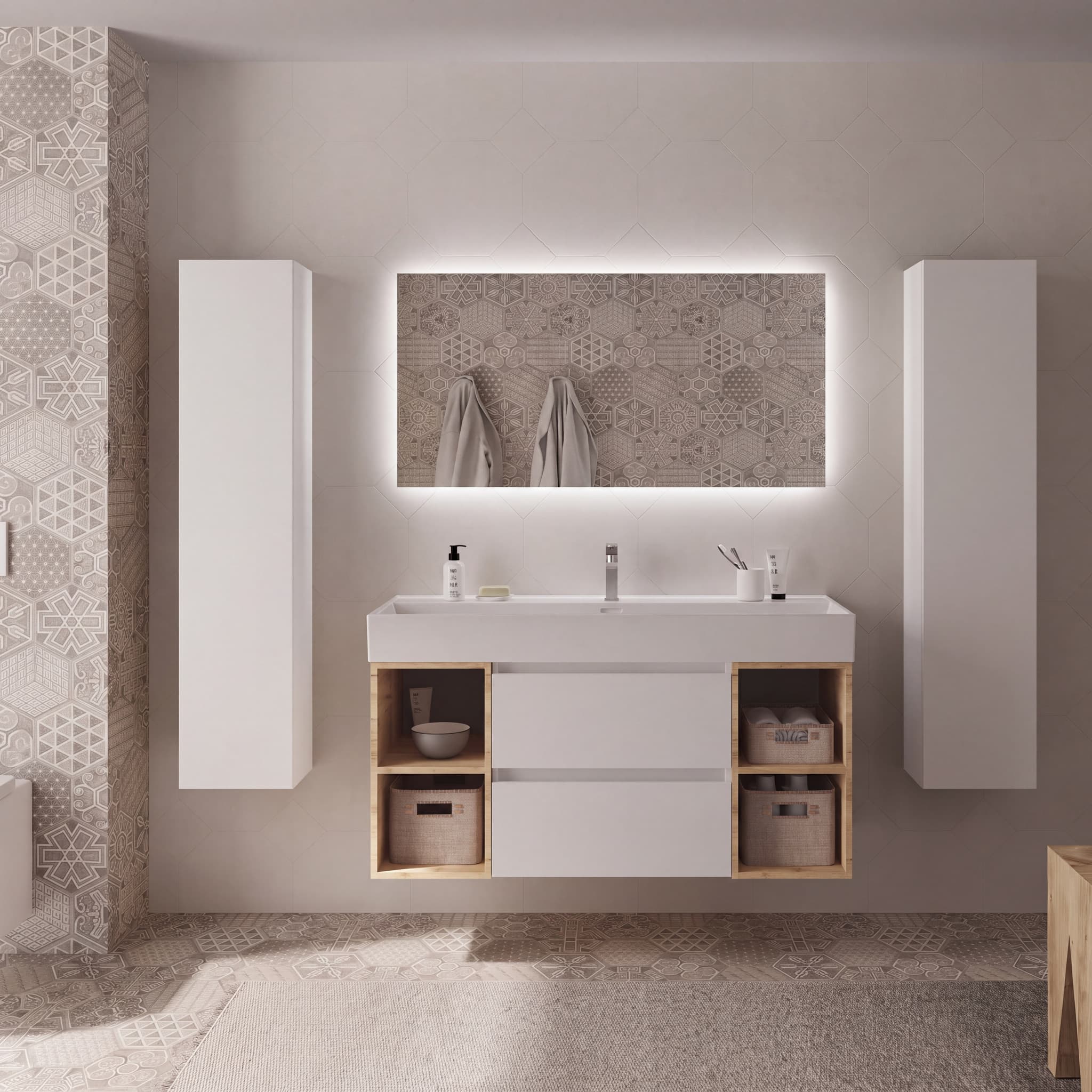 SALGAR BEQUIA Mueble de baño suspendido 120+ Lavabo Veneto
