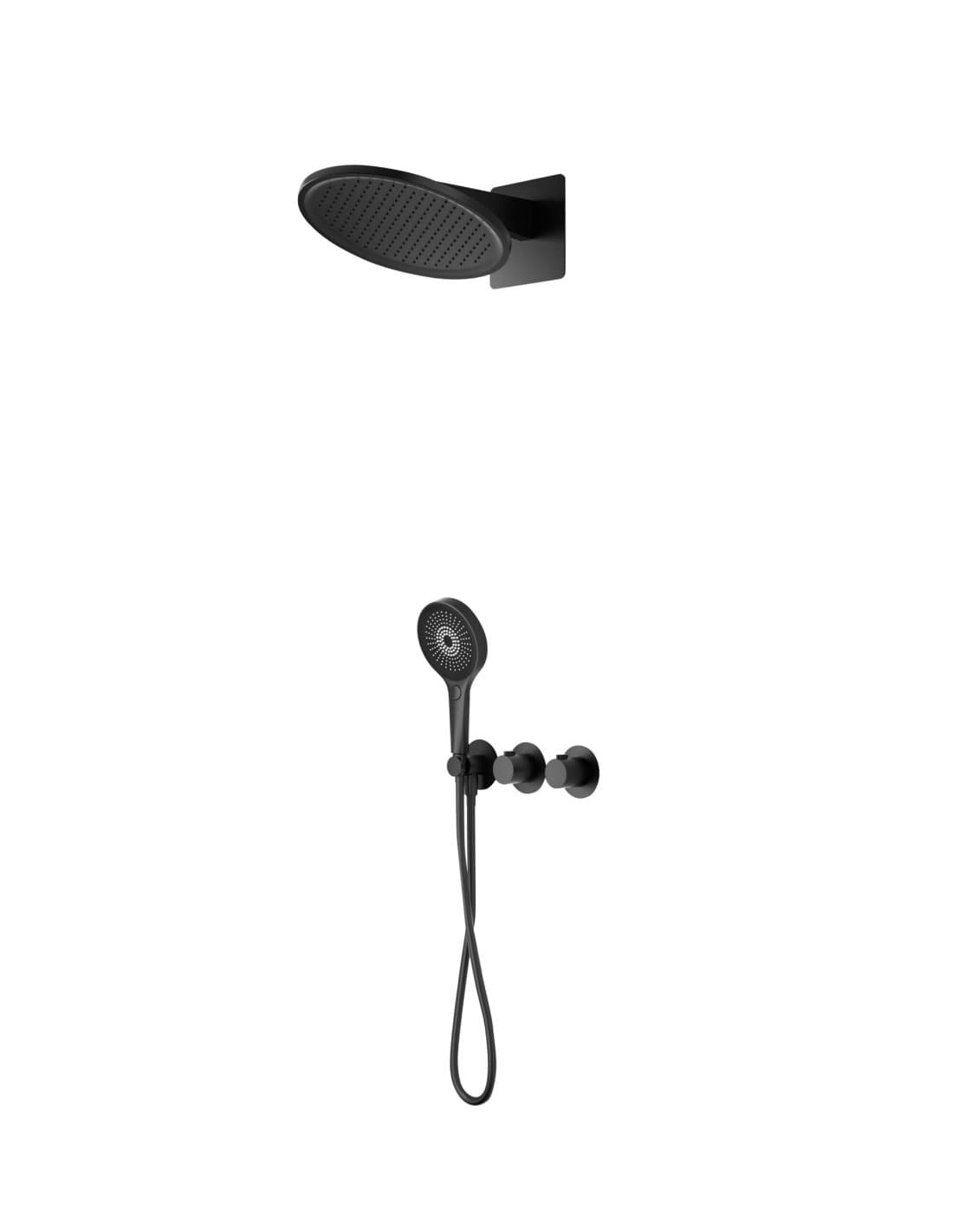 CONJUNTO DUCHA TERMOSTÁTICO EMPOTRADO BOLONIA NEGRO MATE GTB066/NG