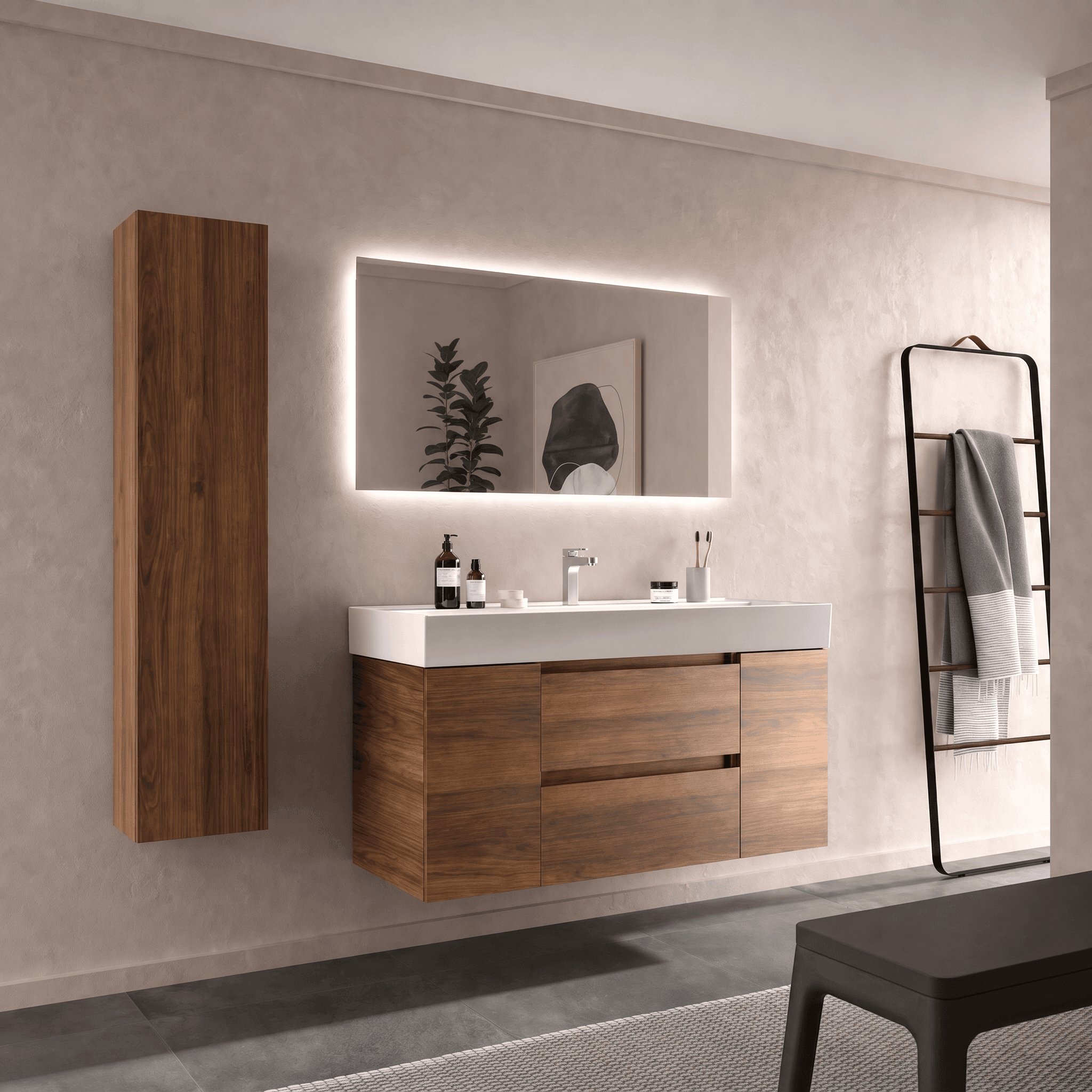 SALGAR BEQUIA Mueble de baño suspendido 120+puerta Lavabo Veneto