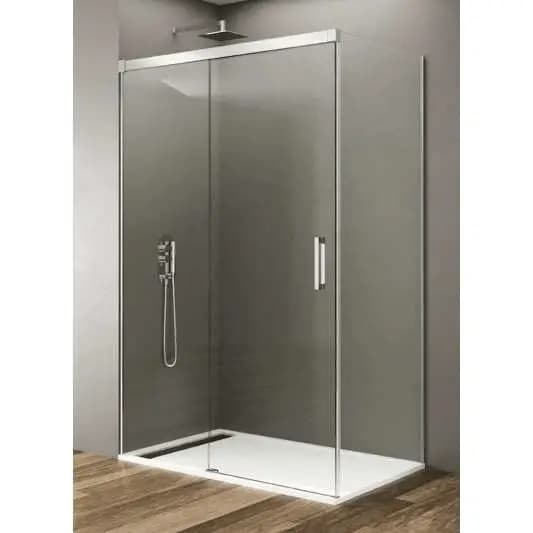 Mampara frontal fijo con puerta corredera y lateral fijo BASIC de GME