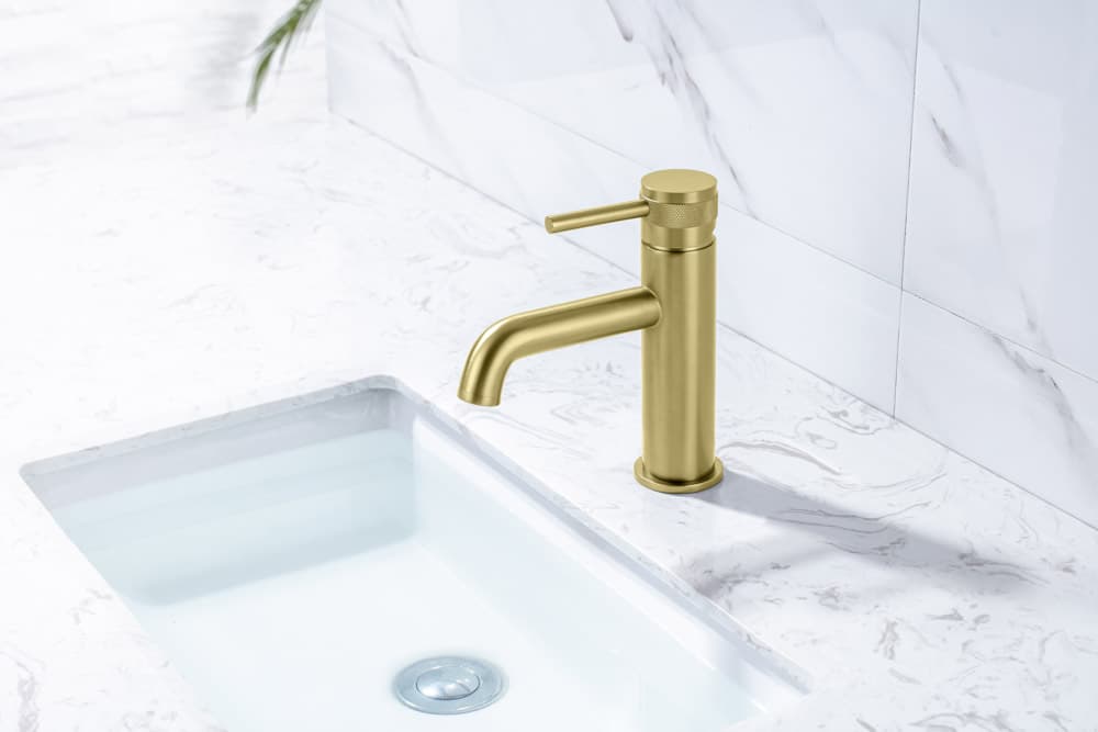 Grifo Monomando de Lavabo DIAMOND Oro Cepillado