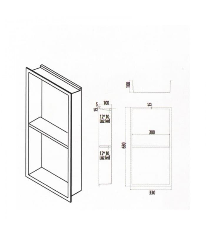 Hornacina para baño vertical con dos estantes Oro rosa cepillado Artic
