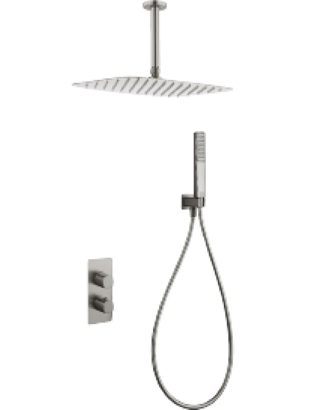 CONJUNTO DUCHA TERMOSTÁTICO EMPOTRADO SASSARI NÍQUEL CEPILLADO GTS069/NQ