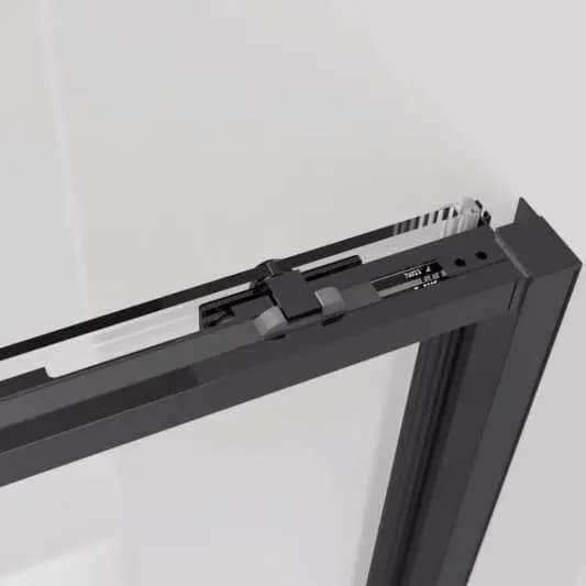 Mampara frontal fijo con puerta corredera TWENTY de GME negro mate