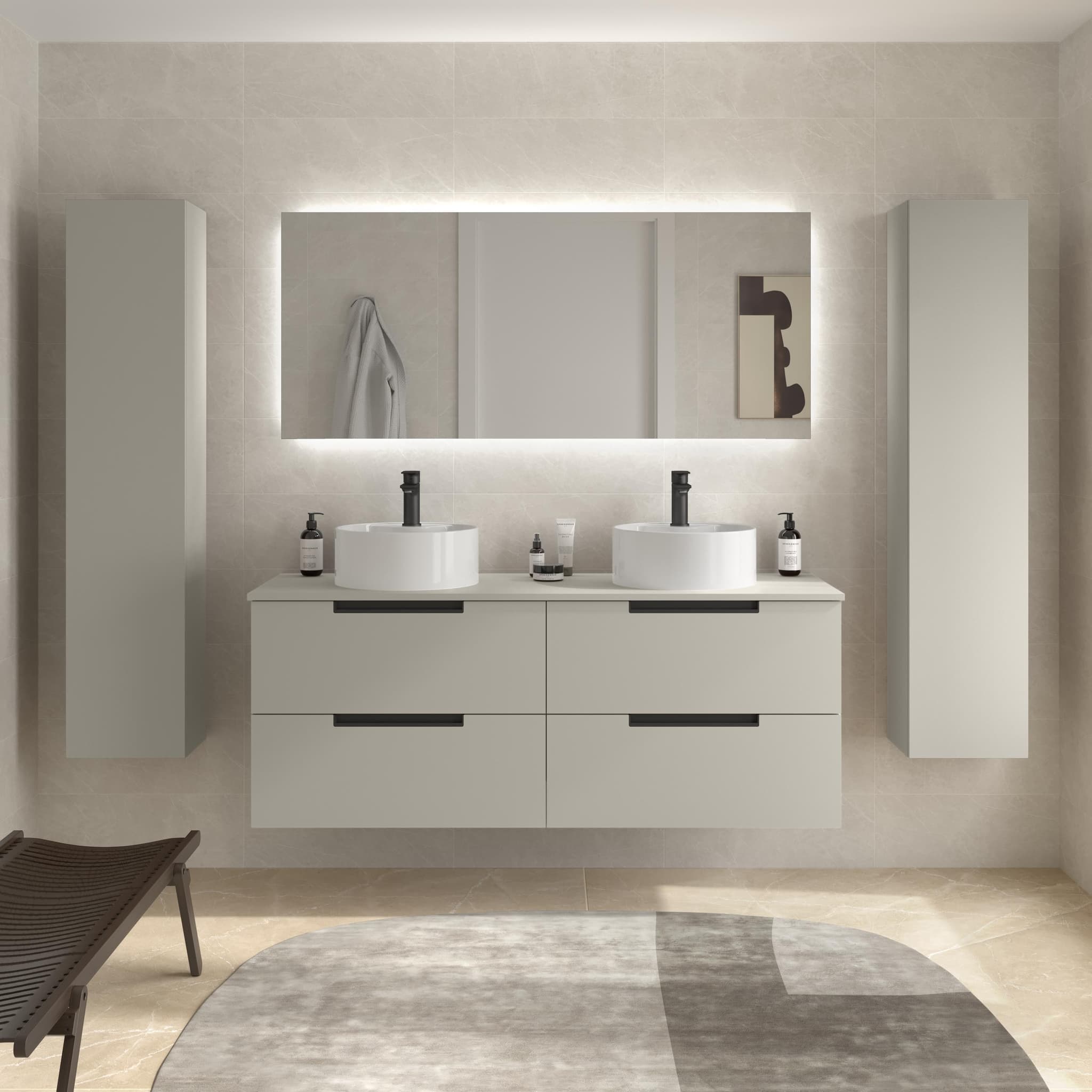 SALGAR LENI Mueble de baño suspendido con lavabo Lisboa 120 2 pozas 4 colores