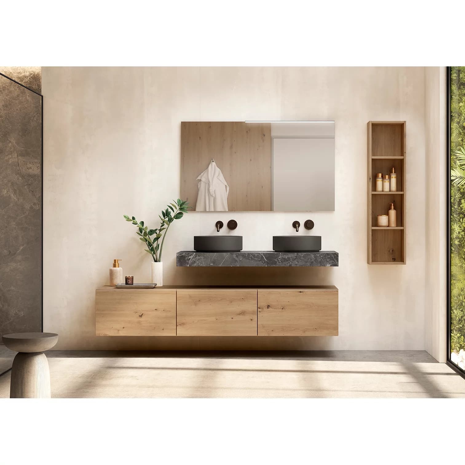 Encimera de baño de 10 cm de altura con cajonera op. Nomad Visobath 60-80-100-120 Pure