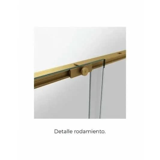 Mampara frontal fijo con puerta corredera TWENTY de GME oro cepillado