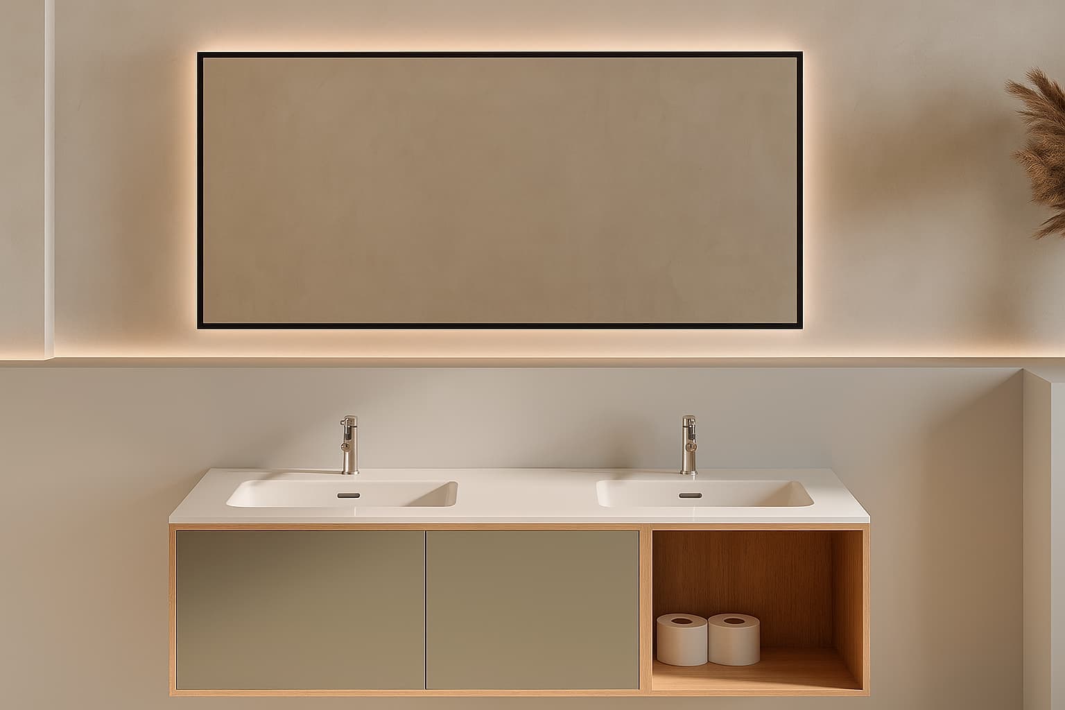 Lavabo de gran formato encastrado de 141 y 151 cm DOBLE SENO de cerámica etna