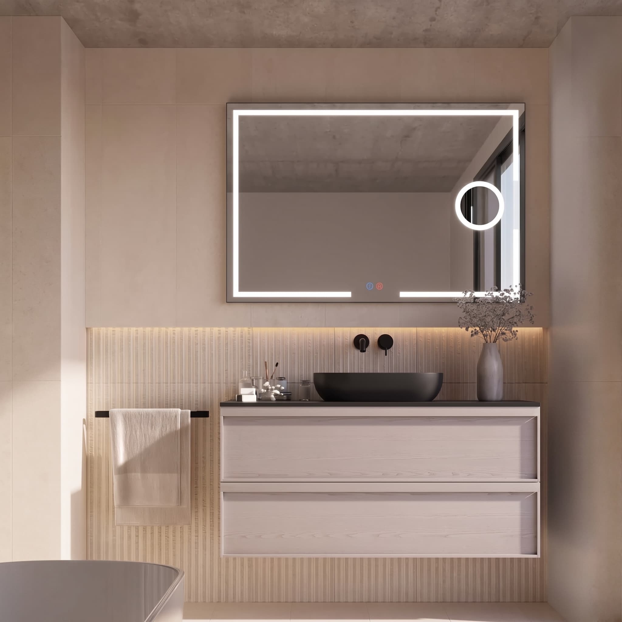 Espejo de baño con luz LED Malta Ledimex con aumento