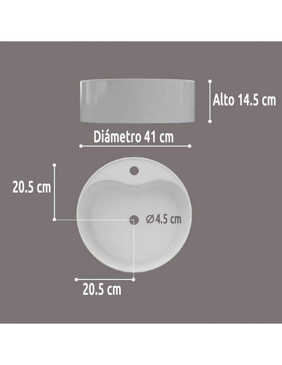 Lavabo Porcelana Round Mini Blanco Brillo Con Rebosadero Ø41