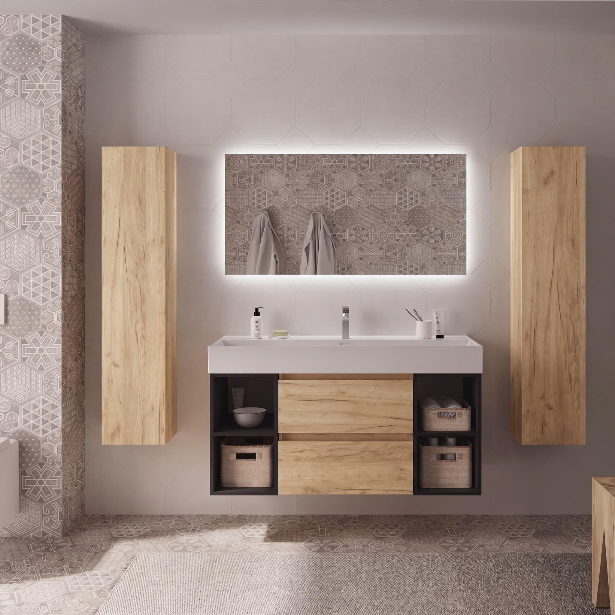 SALGAR BEQUIA Mueble de baño suspendido 120+ Lavabo Veneto