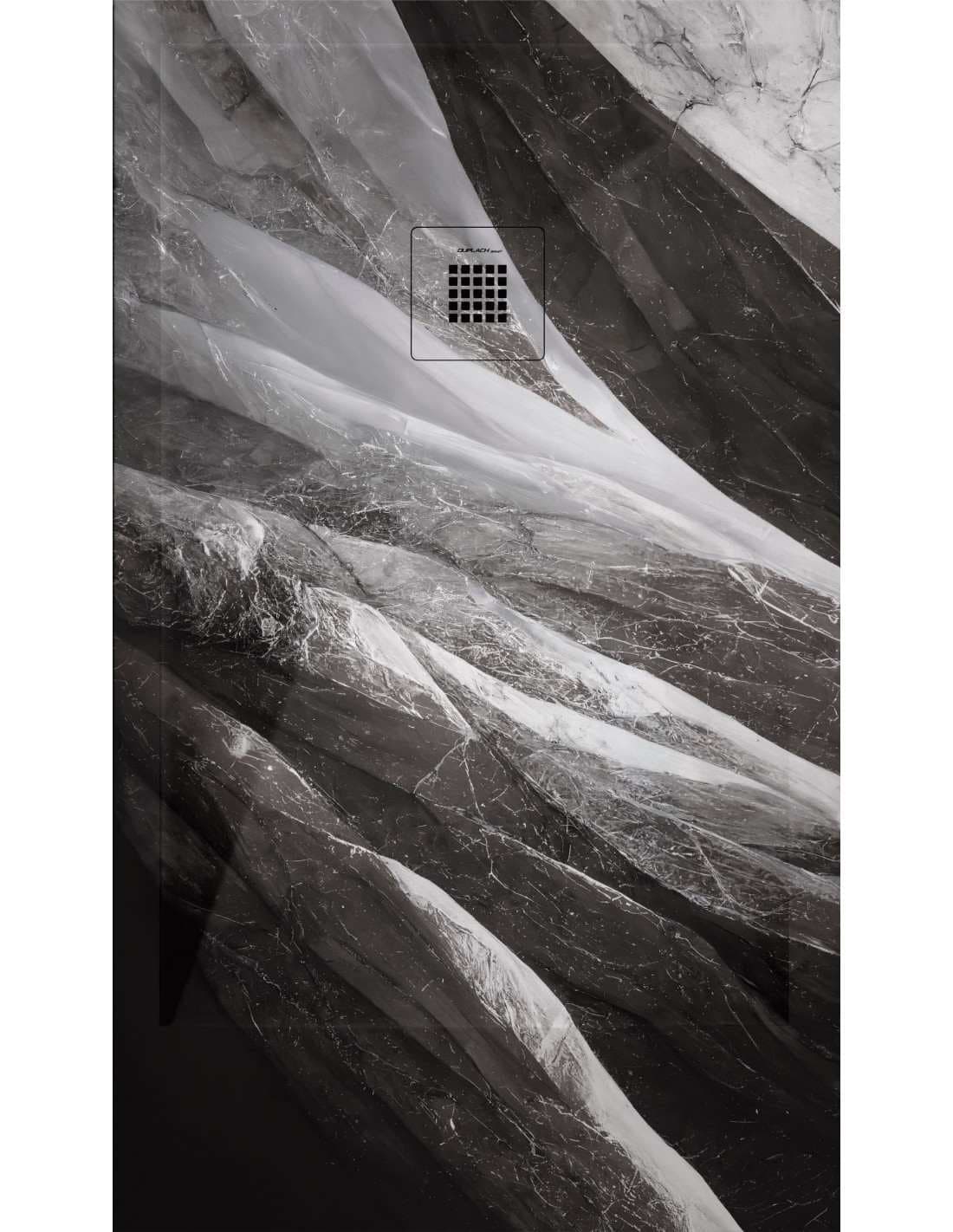 Plato de ducha 3D efecto mármol blanco y negro