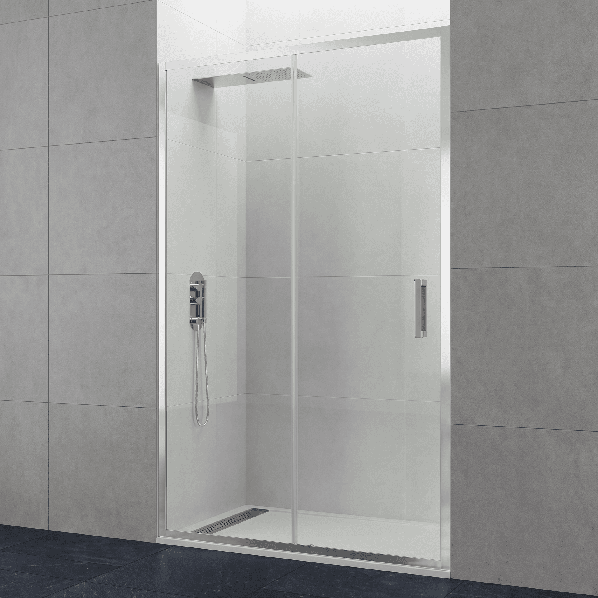 Mampara frontal fijo con puerta corredera PRESTIGE de GME