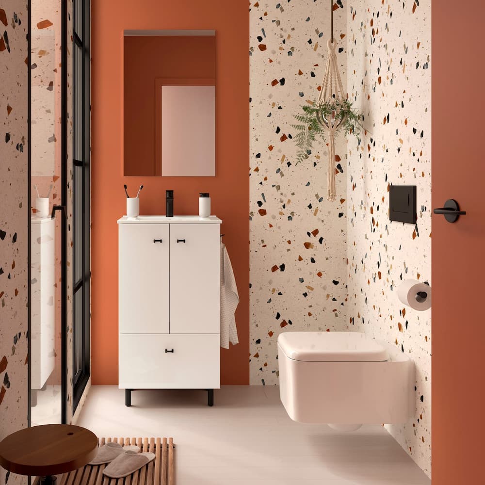 Mueble de baño Inara a suelo en un aseo de espacio reducido