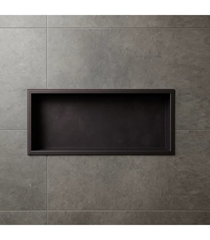 Hornacina para baño rectangular Black gun metal Pacific