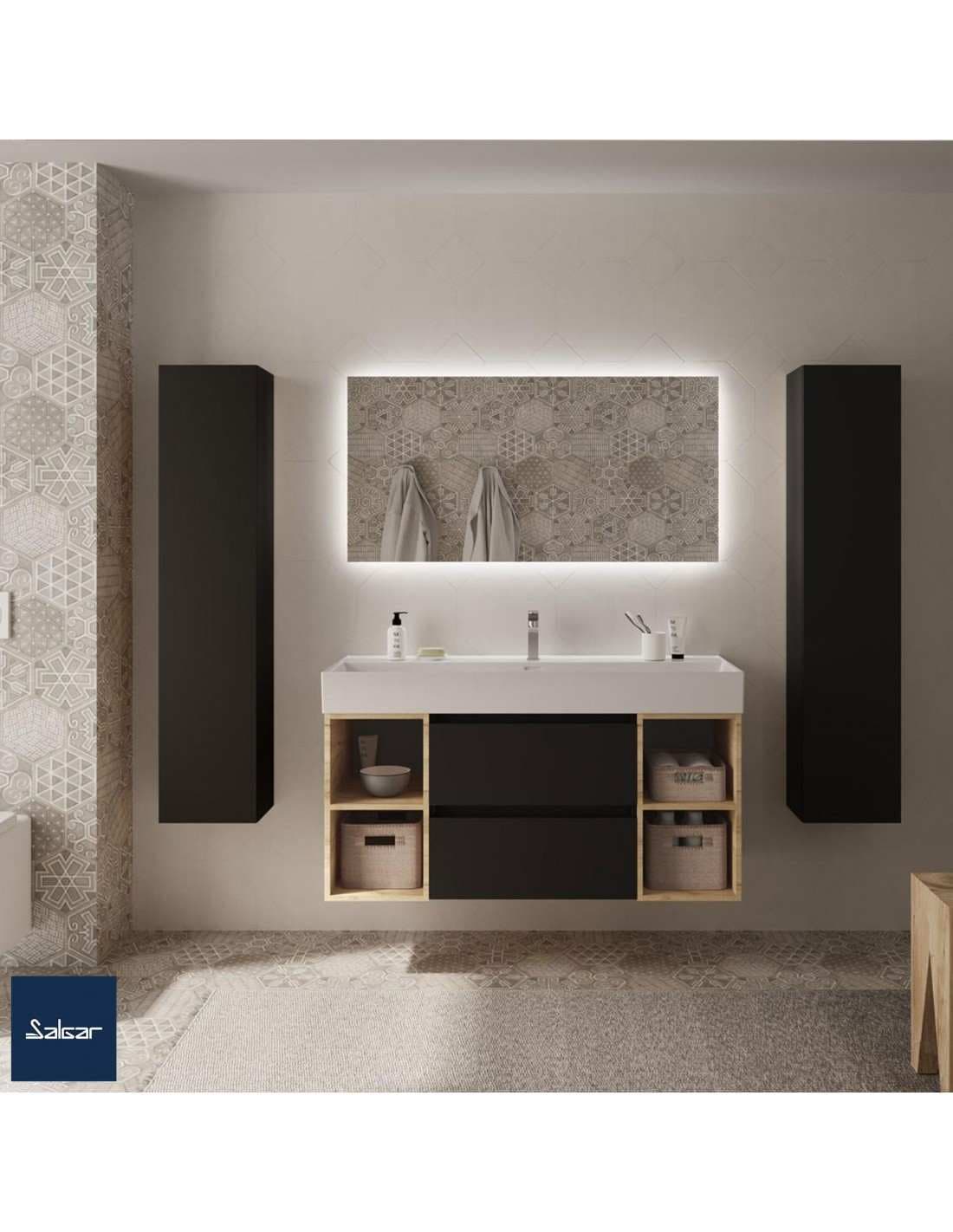SALGAR BEQUIA Mueble de baño suspendido 120+ Lavabo Veneto