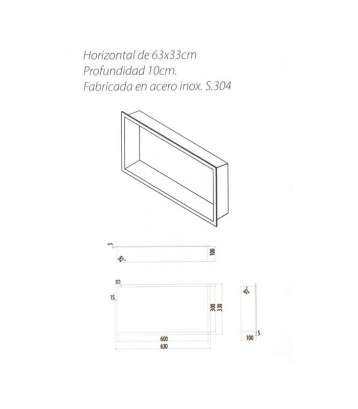 Hornacina para baño rectangular Negra Pacific