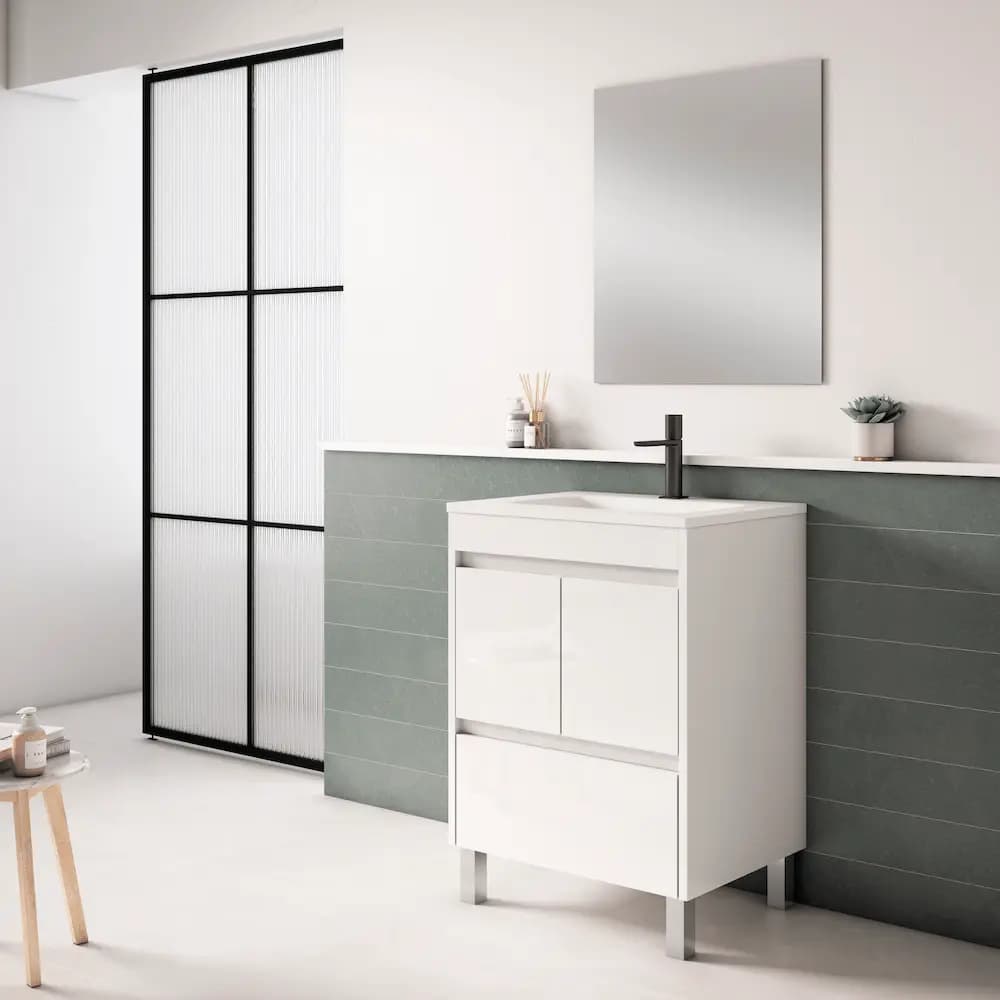 Conjunto completo de mueble de baño con patas de 2p +1c serie Carla (60, 70, 80 y 120)