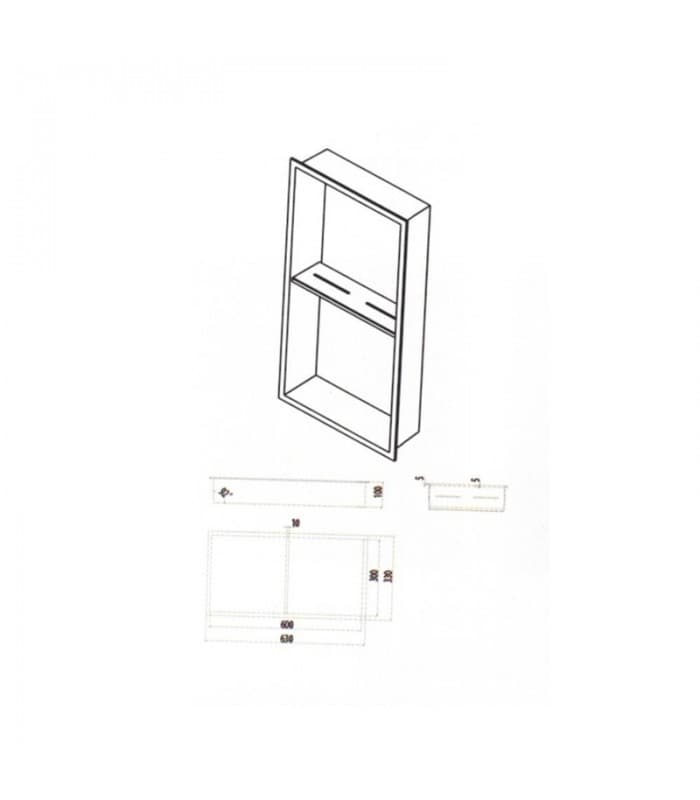 Hornacina para baño vertical con dos estantes Blanca Artic