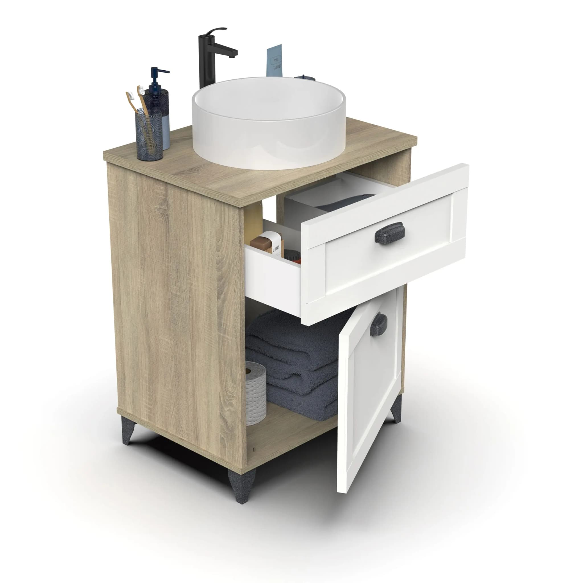 Mueble de lavabo Toscana 60 (con lavabo) en KIT