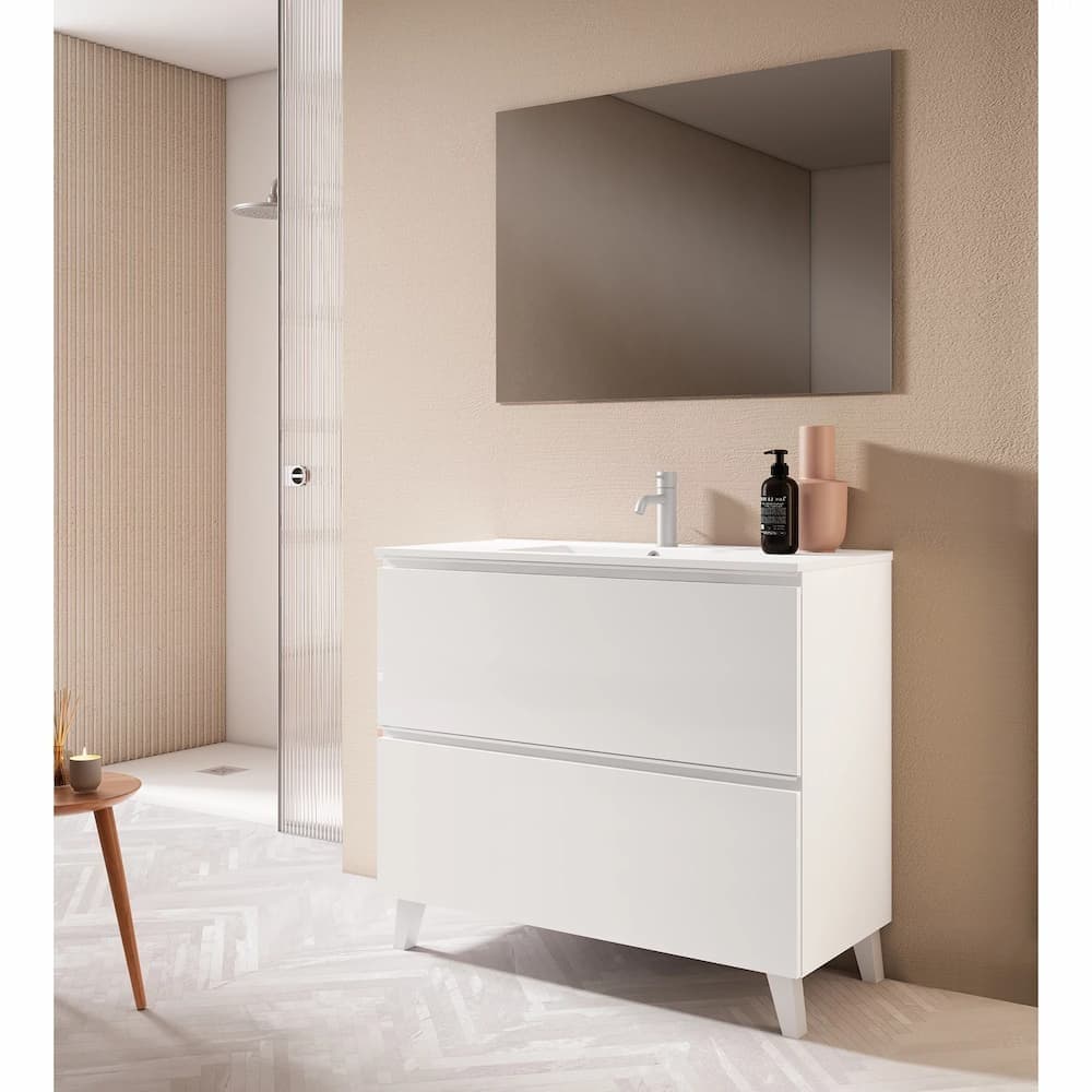 Pack oferta mueble de baño con patas Granada 2C Suelo Lacado de Visobath
