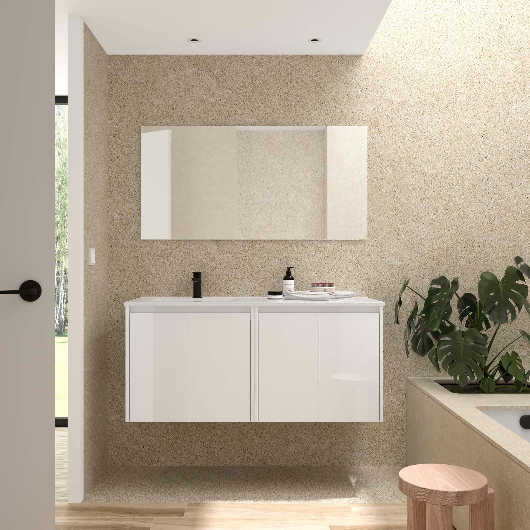 Mueble baño suspendido Noja 4P de Salgar 120 Lavabo Desplazado