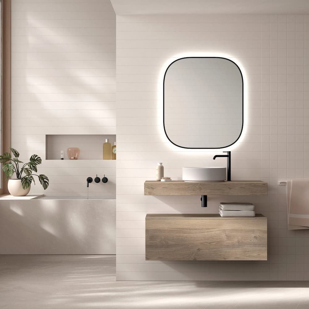 Encimera de baño de 10 cm de altura con cajonera op. Nomad Visobath 60-80-100-120 Pure