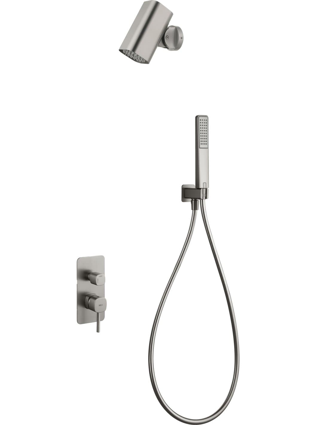 CONJUNTO DUCHA MONOMANDO EMPOTRADO TOSCANA CON ROCIADOR TUBE NÍQUEL CEPILLADO GPT064-T/NQ